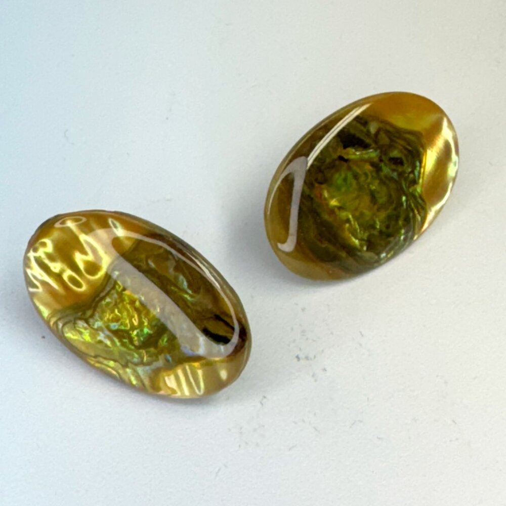 Vintage Abalone Mother of Pearl Shells Oval Pierced Earrings